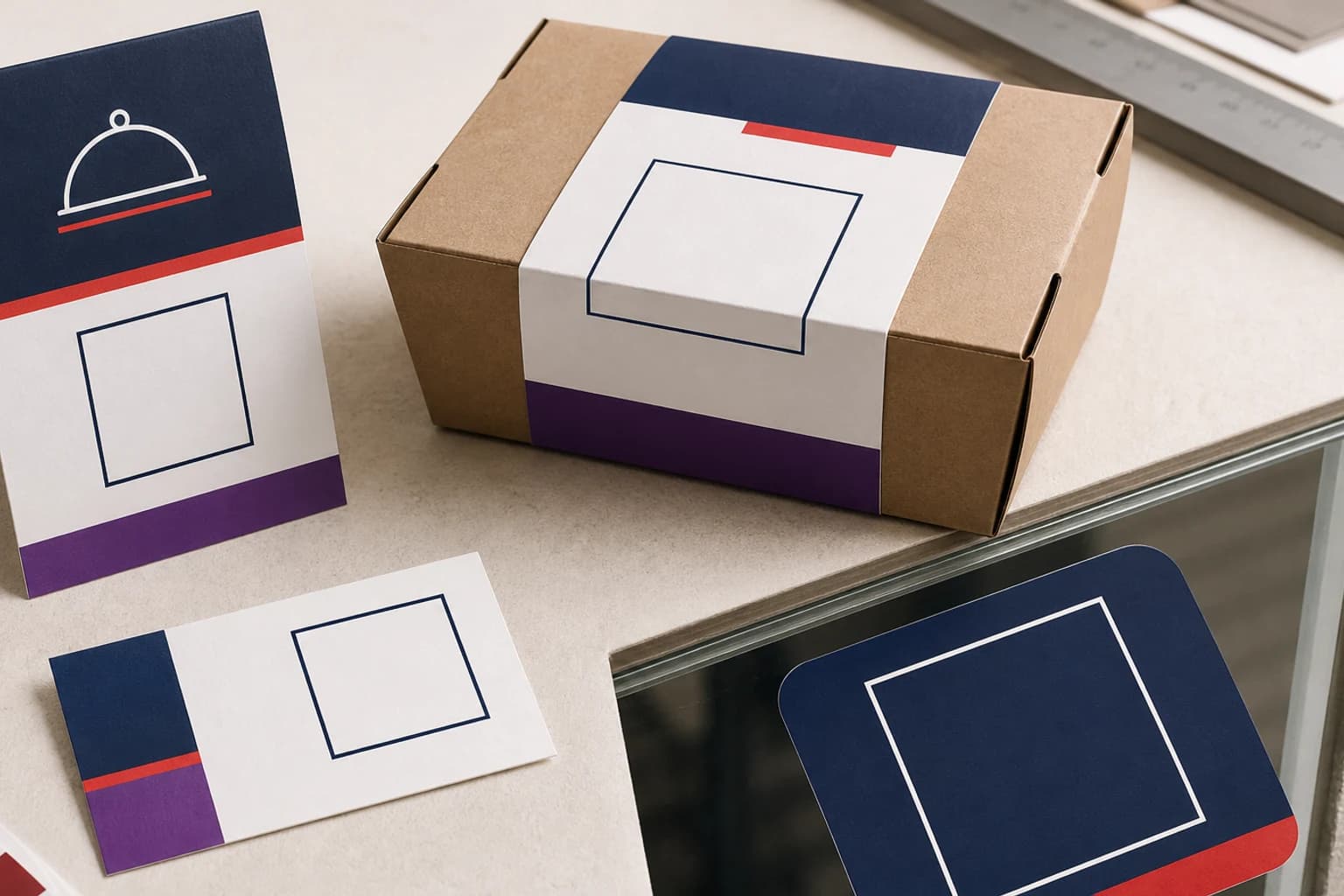 QR mockups for cards, menus, and signage