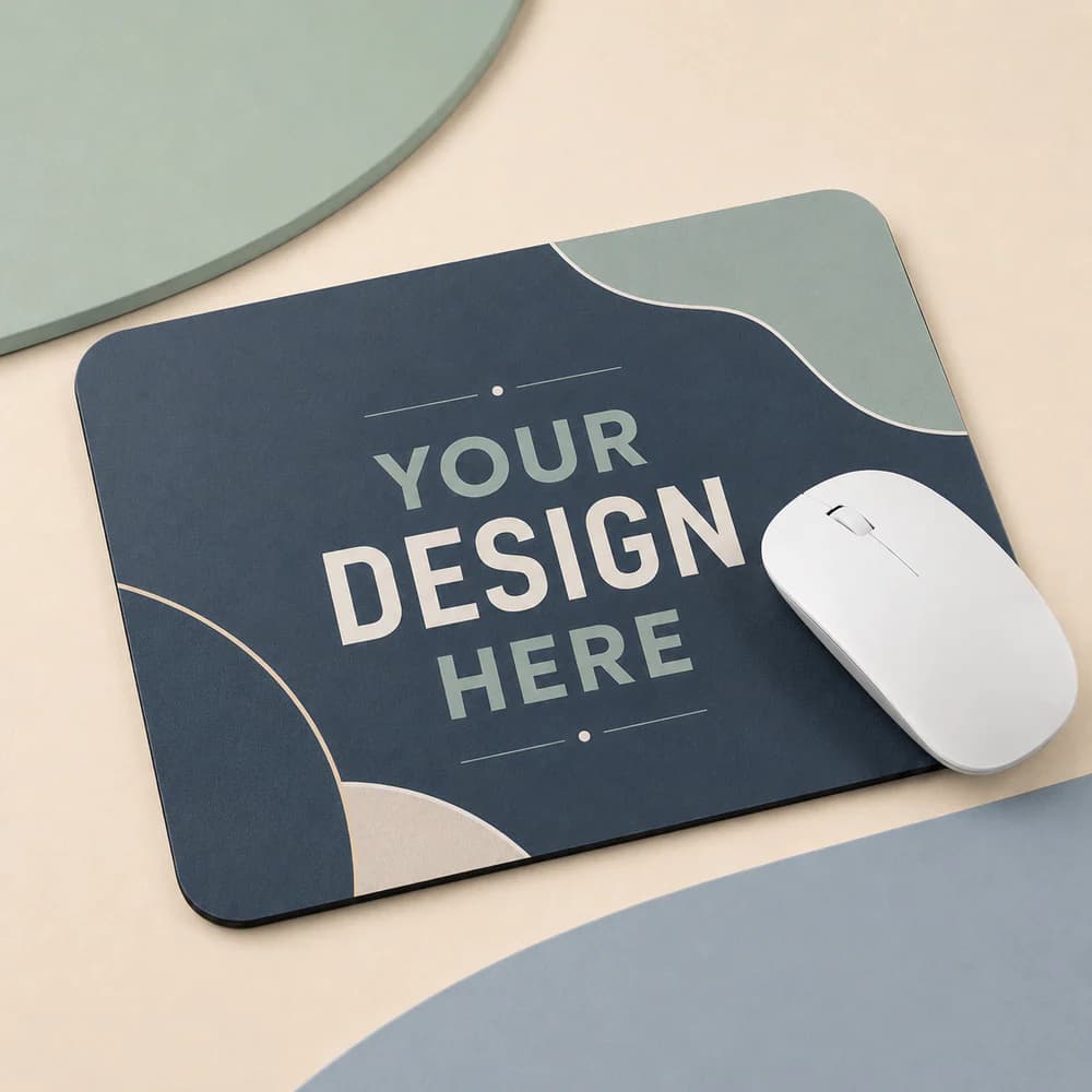 Custom printed mouse pad with keyboard and mouse