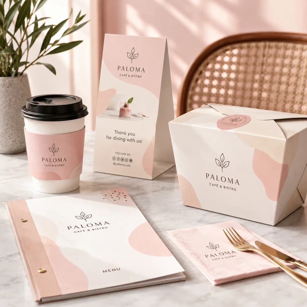 Custom menus, packaging, and signs for restaurants
